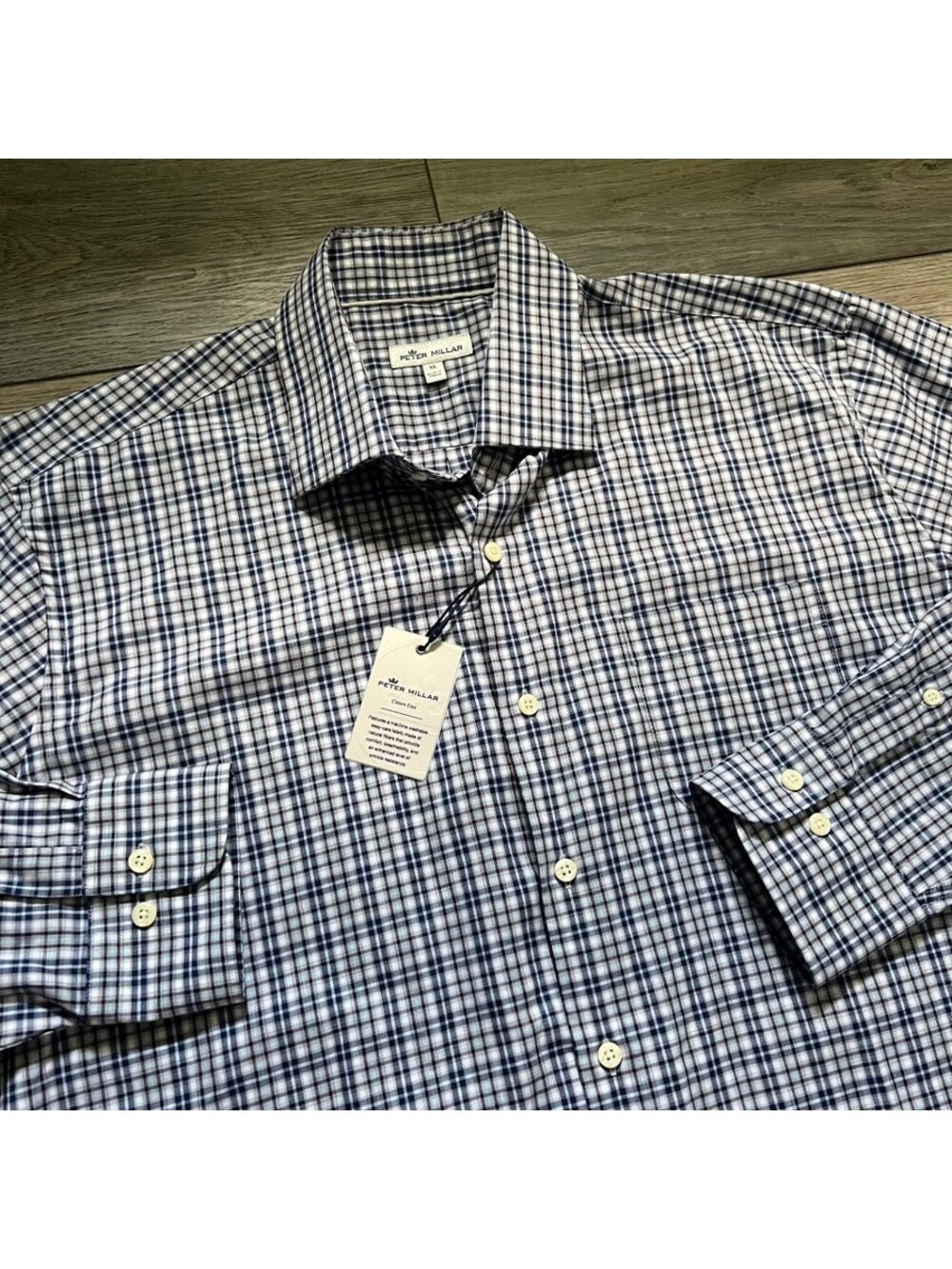 Peter Millar Mens XL Crown Ease Button Down Long Sleeve Shirt Blue Plaid NEW NWT